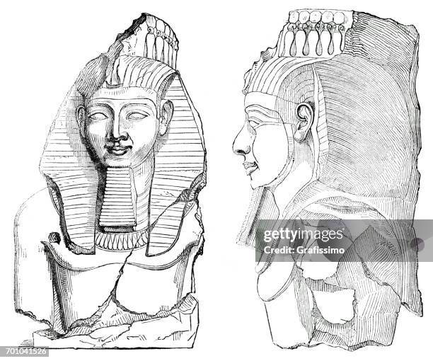 antike ägyptische statue younger memnon theben ägypten - cheopspyramide stock-grafiken, -clipart, -cartoons und -symbole