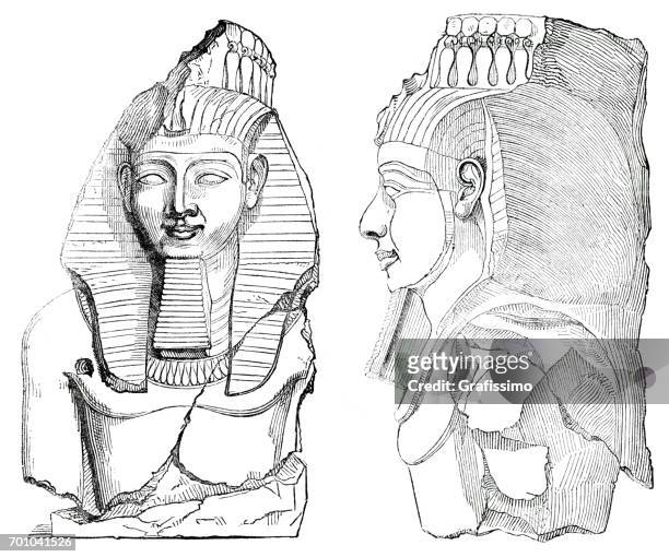 illustrations, cliparts, dessins animés et icônes de statue égyptienne ancienne jeune memnon thèbes - anubis