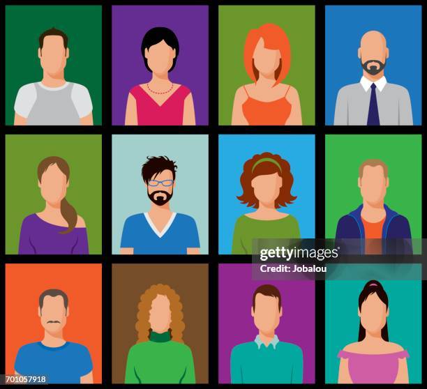 stockillustraties, clipart, cartoons en iconen met eenvoudige mensen avatars - young people europe