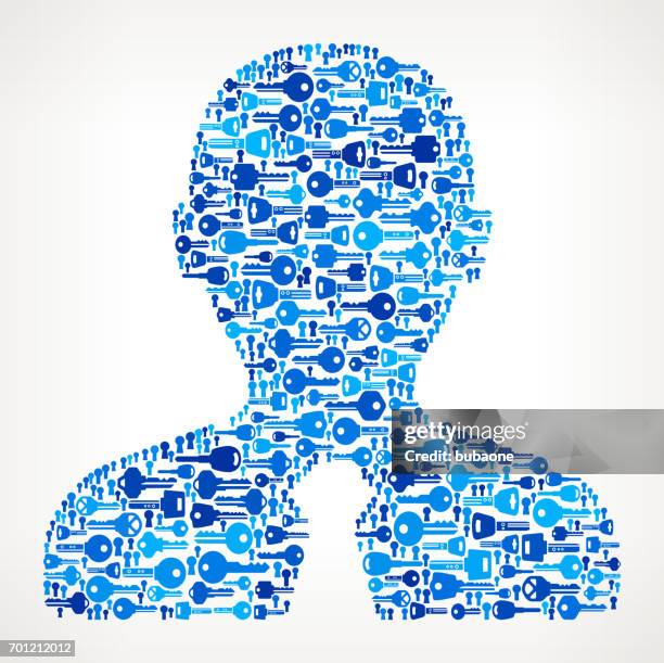 male headshot keys pattern vector graphic - man light blue background stock illustrations