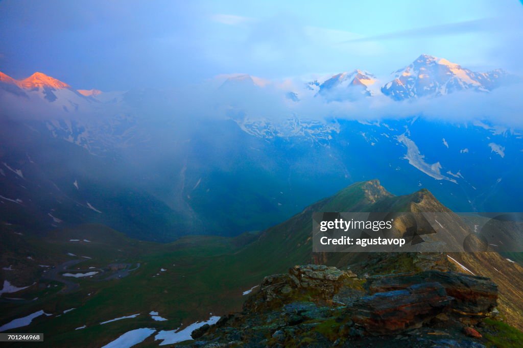 Austrian Mountain Ranges Golden Sunrise And Majestic Hohe Tauern Snowcapped Austrian Mountain ...