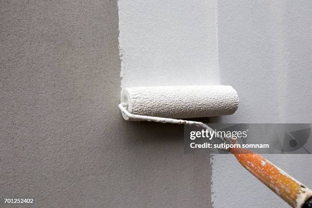 roller to wall - painting stock pictures, royalty-free photos & images