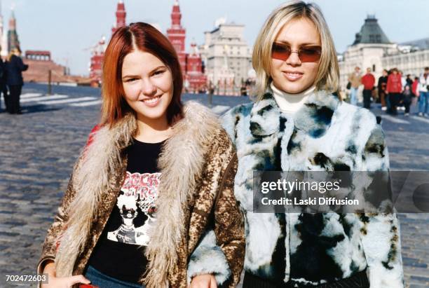 Anastasia Virganskaya and Xenia Virganskaya, granddaughters of Mikhail Gorbachev. Red Square, Moscow, Russia, in 2002.