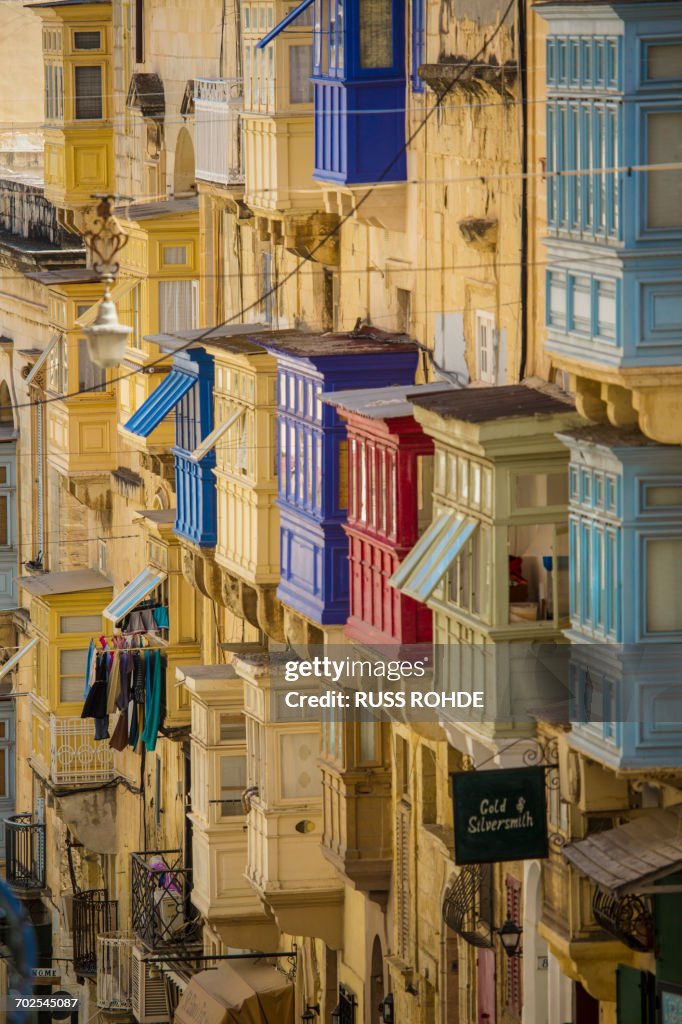 Traditional balconies, Valletta, Malta