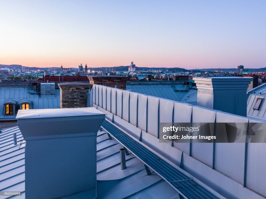 City buildings at dusk