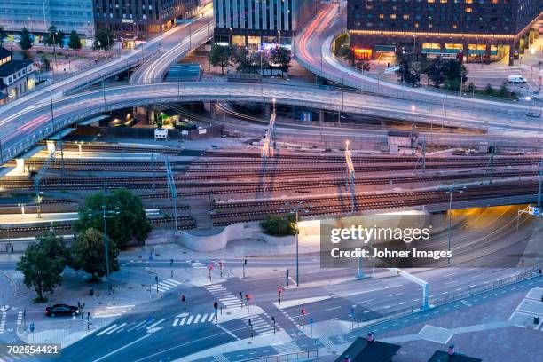 city traffic at dusk - centralbron stock pictures, royalty-free photos & images