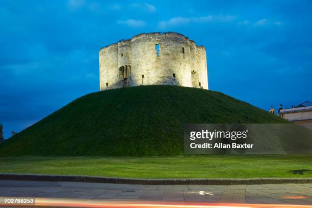 the 'norman' clifford's tower, part of york castle - york castle stock pictures, royalty-free photos & images