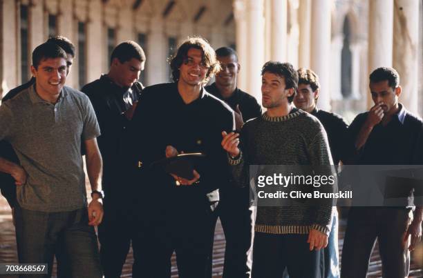 Christian Vieri,Paolo Maldini and Allessandro del Piero of Italy pose for a portrait for soft drinks manufacturer Pepsi-Cola on 23 December 1999 in...