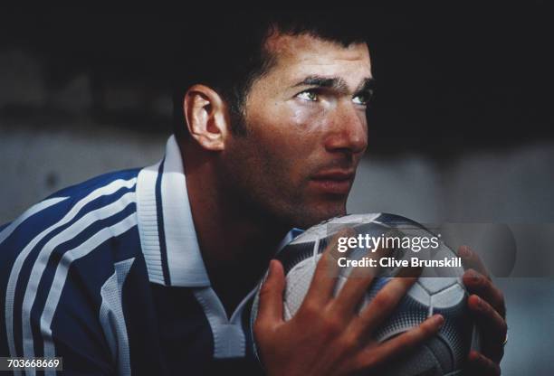 Zinedine Zidane of France and Juventus Football Club poses for a portrait for sports clothing & accessories company Adidas a on 21 September 1999 at...