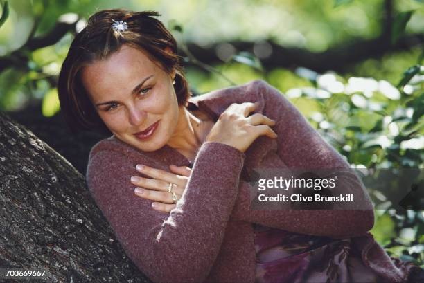 Martina Hingis of Switzerland poses for a portrait for sports clothing & accessories company Adidas at the Australian Open tennis tournament on 27...