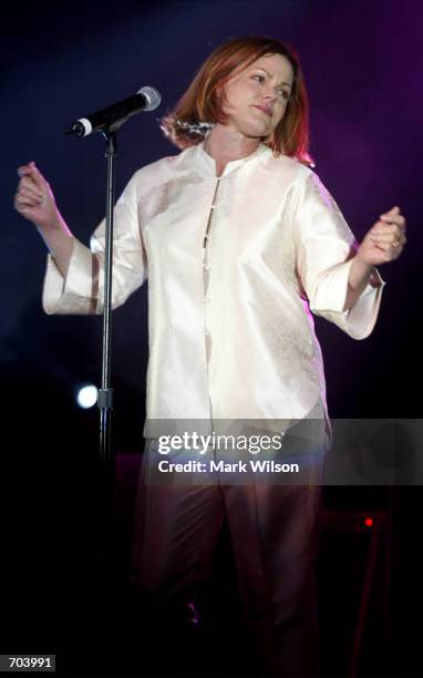 Go-Gos lead Singer Belinda Carlisle performs at the Larry King Cardiac Foundation gala March 1, 2002 in Washington, DC. The Foundation was...