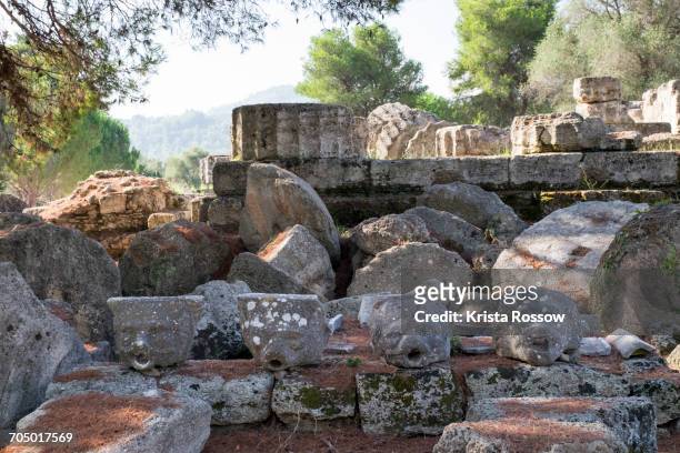 greece. - temple of zeus ancient olympia stock pictures, royalty-free photos & images