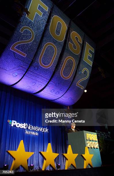 Lockheed Martin Corporation CEO Dr. Vance Coffman, delivers his keynote address on the opening day of FOSE 2002, the largest government IT show,...