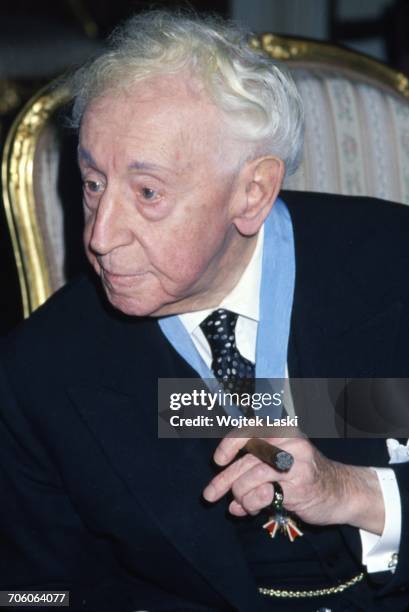 Polish American classical pianist Arthur Rubinstein was awarded with the Order of Merit of the People's Republic of Poland at Polish Embassy in...