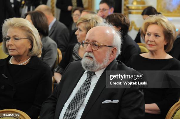 Polish classical music composer Krzysztof Penderecki and his wife Elzbieta Penderecka at Wladyslaw Bartoszewski's 90th birthday celebration at the...