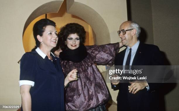 Russian cellist and conductor Mstislav Rostropovich, his wife Galina Vishnevskaya and their daughter Olga in Warsaw, Poland, in July 1982.