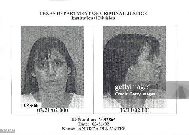 Convicted child killer Andrea Yates is shown in this Texas Department of Criminal Justice photo March 21, 2002. Yates confessed to drowning her five...