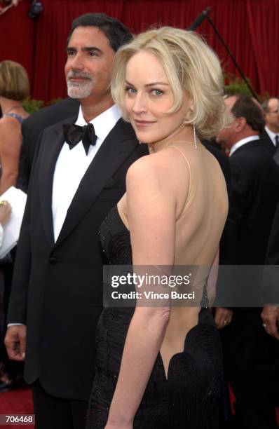 Actress Sharon Stone and her husband Phil Bronstein arrive at the 74th Annual Academy Awards March 24, 2002 at The Kodak Theater in Hollywood, CA. It...