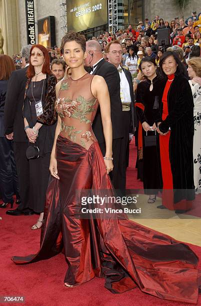 Actress Halle Berry arrives at the 74th Annual Academy Awards March 24, 2002 at The Kodak Theater in Hollywood, CA.