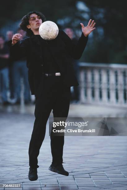 Paolo Maldini of Italy and A.C. Milan Football Club poses for a portrait for soft drinks manufacturer Pepsi-Cola on 23 December 1999 in Seville,...