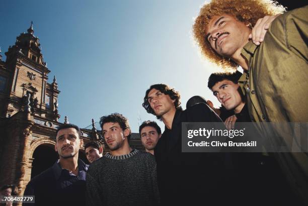 Allessandro del Piero,Paolo Maldini,Ariel Ortega and Carlos Valderrama pose for a portrait for soft drinks manufacturer Pepsi-Cola on 23 December...