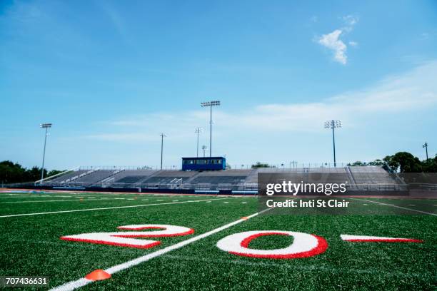 20-yard line on football field - american football field stadium stock pictures, royalty-free photos & images