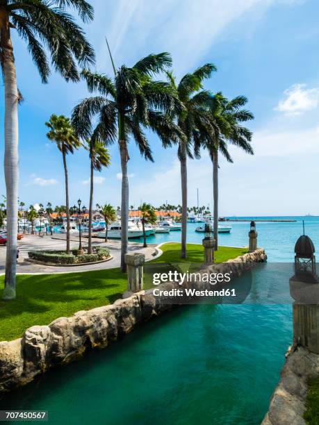 aruba, oranjestad, view to marina - oranjestad foto e immagini stock