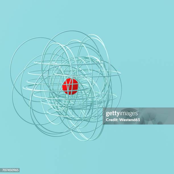 stockillustraties, clipart, cartoons en iconen met string shape with red spere in the center, 3d rendering - gaas