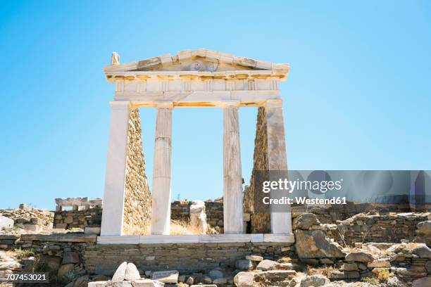 greece, mykonos, delos, temple of isis - delos stock-fotos und bilder