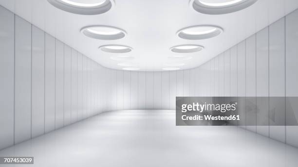 empty white room with skyholes, 3d rendering - commercial real estate 幅插畫檔、美工圖案、卡通及圖標