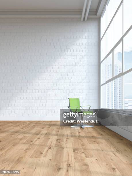 single swivel chair in an empty loft, 3d rendering - office chair stock illustrations