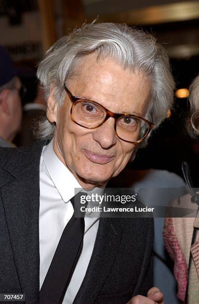 Photographer Richard Avedon arrives at the opening night of the play "Elephant Man" April 14, 2002 in New York City.