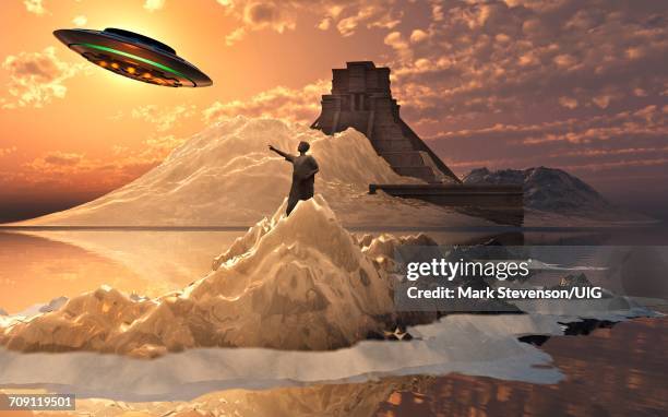 ancient alien base at the antarctic - atlantis stock pictures, royalty-free photos & images