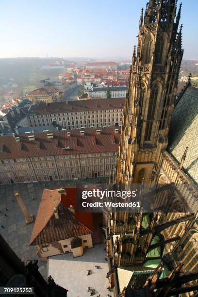 czechia, prague, seen from st vitus cathedral - st vitus's cathedral stock pictures, royalty-free photos & images