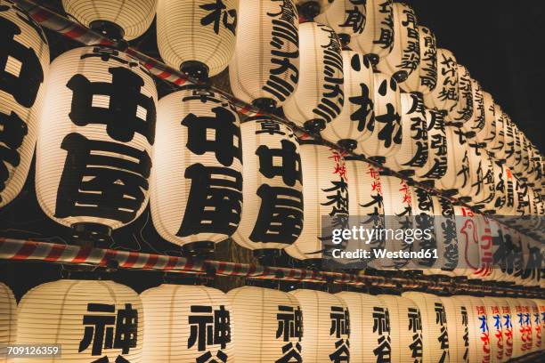 japan, tokyo, asakusa, lampions at asakusa shrine - shrine stock pictures, royalty-free photos & images