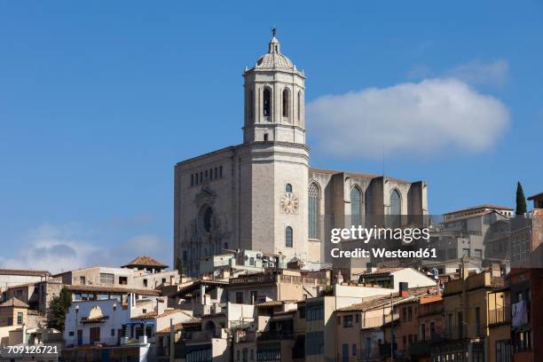 spain, girona, view to cathedral of santa maria - province de gérone photos et images de collection