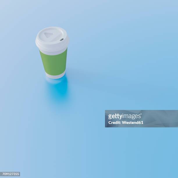 coffee to go cup on light blue ground, 3d rendering - fast food stock illustrations