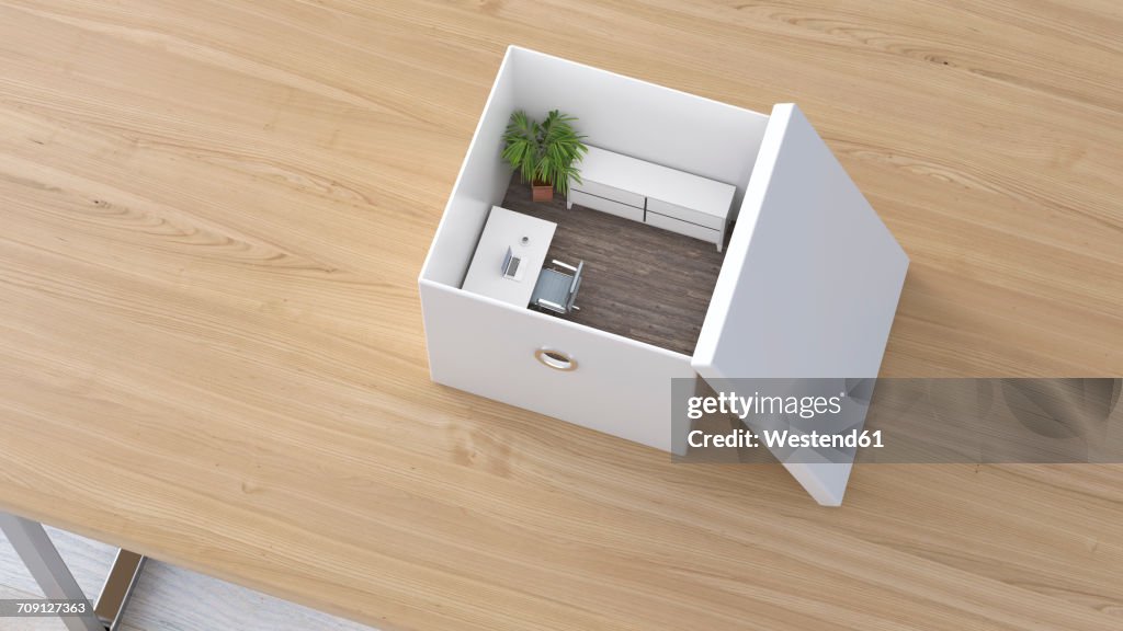 Office in a box, 3D Rendering