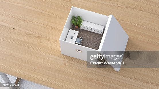 Office in a box, 3D Rendering Office in a box, 3D Rendering
