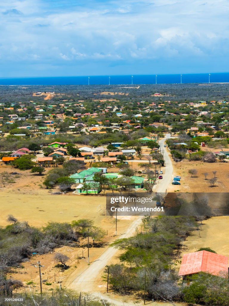 Caribbean, Bonaire, Kralendijk, view at the coast and the town of Rincon