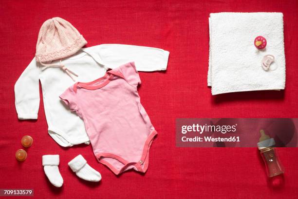 layette for baby girl - infant bodysuit stock pictures, royalty-free photos & images