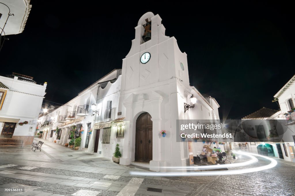 Spain, Mijas, night shot of white village