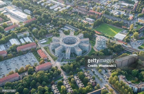 germany, hamburg, aerial view of police headquarters - hamburg police stock-fotos und bilder