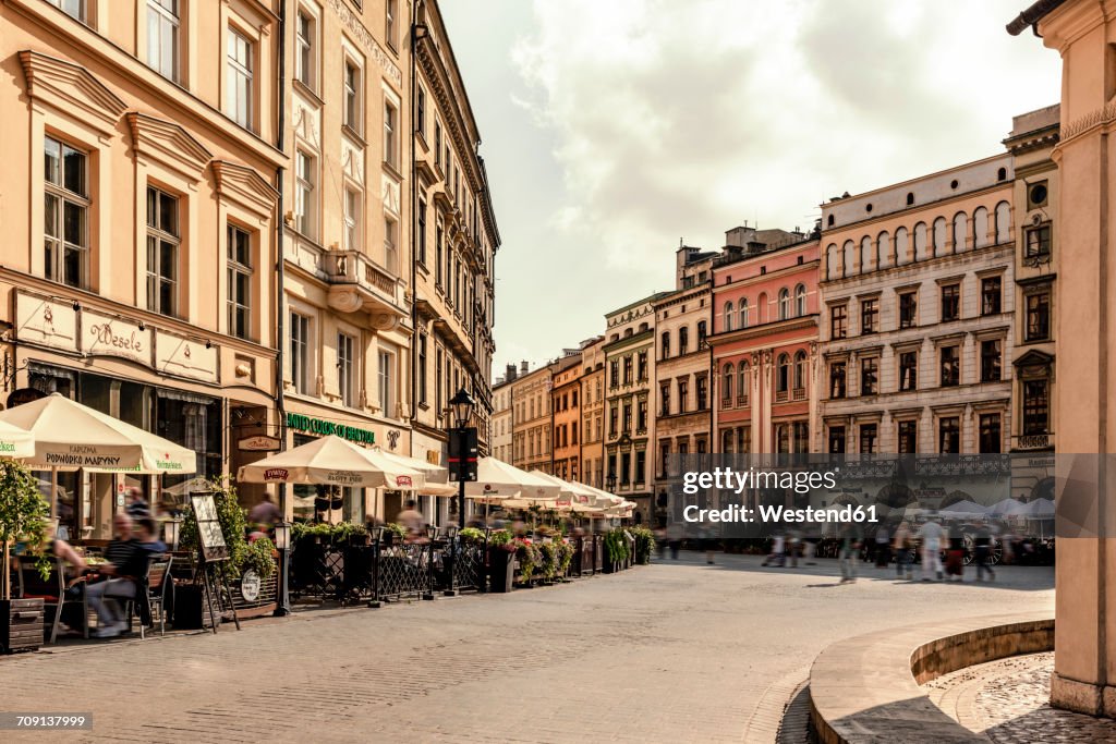 Poland, Krakow, Old Town, town houses at Main Square