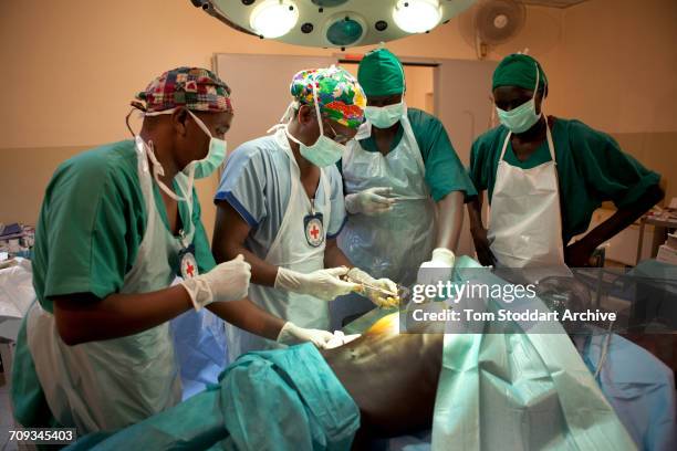 An International Committee of the Red Cross Field Surgical Team led by senior surgeon Dr Tesfayie Feleke photographed during emergency operations on...