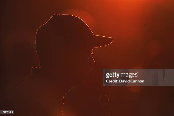 Silhouette of Tiger Woods during the Awards Ceremony for the PGA Championship, part of the PGA Tour at the Valhalla Golf Club in Louisville,...