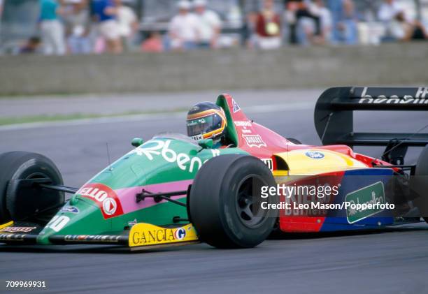 Thierry Boutsen of Belgium, driving a Benetton B187 with a Ford Cosworth GBA 1.5 V6t engine for Benetton Formula Ltd, enroute to placing seventh...