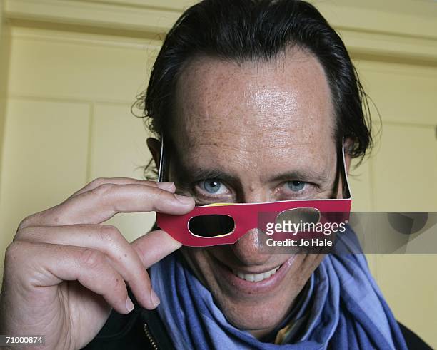 Richard E. Grant holds 3-D glasses as he promotes the Prince's Trust at Claridges on March 27, 2006 for the Prince's Trust 30th Birthday Concert at...