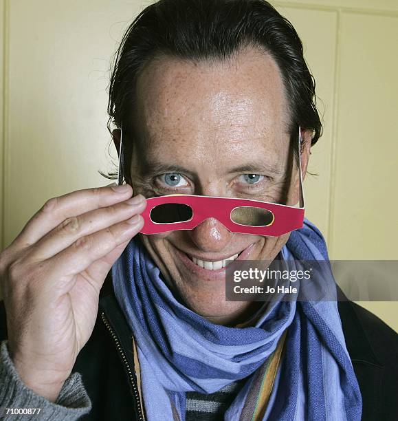 Richard E. Grant holds 3-D glasses as he promotes the Prince's Trust at Claridges on March 27, 2006 for the Prince's Trust 30th Birthday Concert at...