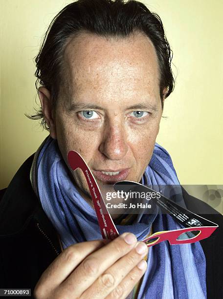 Richard E. Grant holds 3-D glasses as he promotes the Prince's Trust at Claridges on March 27, 2006 for the Prince's Trust 30th Birthday Concert at...